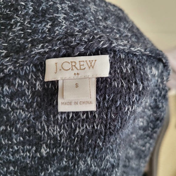 J. Crew Black & White Heather Linen Cotton Blend Long Line Open Cardigan sz S - Picture 3 of 6